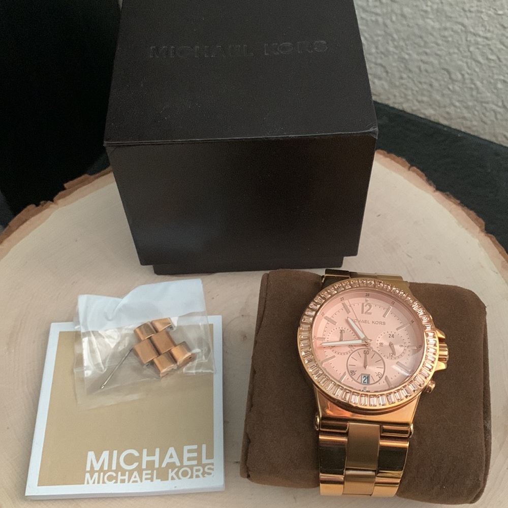 Michael Kors Dylan Rose Gold Tone Crystal Watch